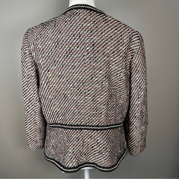 Talbots GROSGRAIN-TRIM TWEED Blazer Jacket Size 10P Petites Office Workwear - Picture 4 of 12